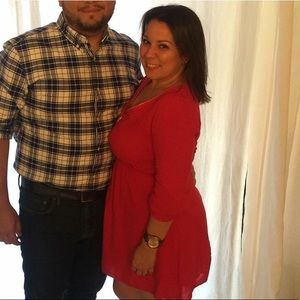 Red 3/4 sleeved dress